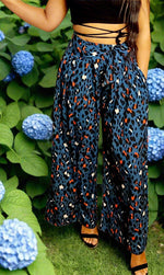 AVA ANIMAL PALAZZO PANTS- TEAL