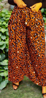 AVA ANIMAL PALAZZO PANTS - RUST