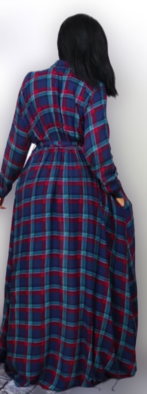 MULTI-COLOR PLAID SHIRT DRESS